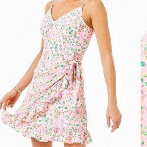 Lilly Pulitzer Alisa Wrapped Juicy Fruit Pink and Green Fruit Print Dress